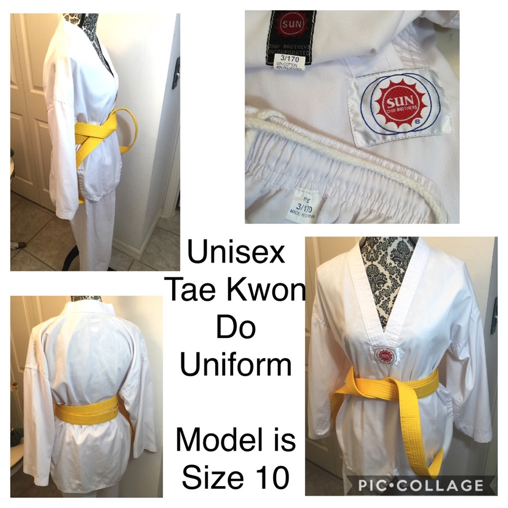 Taekwondo SUN Uniform unisex w/ Yellow&White belt Halloween Costume?
